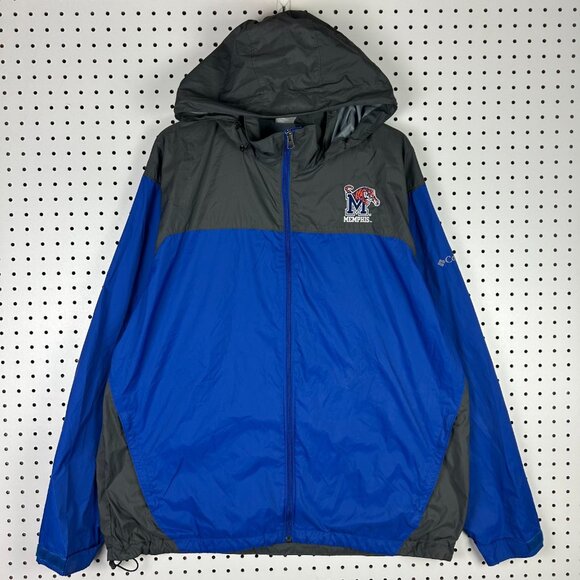 Memphis Tigers Columbia Rain Jacket XL Full Zip Sportswear Packable Hood Ripcord - Picture 1 of 7